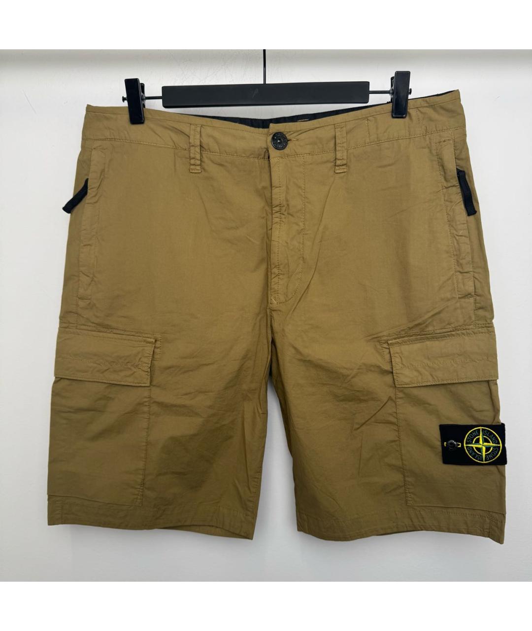 STONE ISLAND Горчичные хлопковые шорты, фото 3
