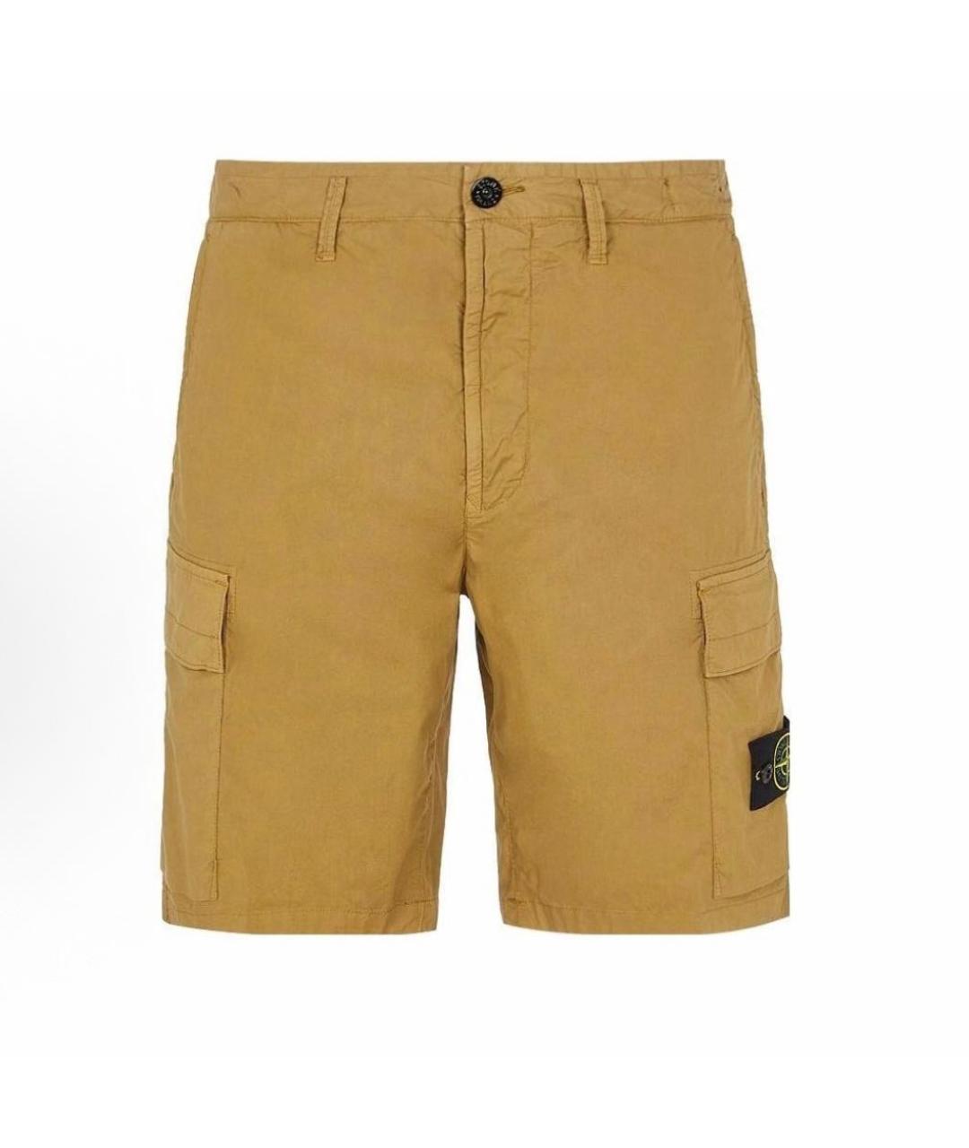 STONE ISLAND Горчичные хлопковые шорты, фото 7
