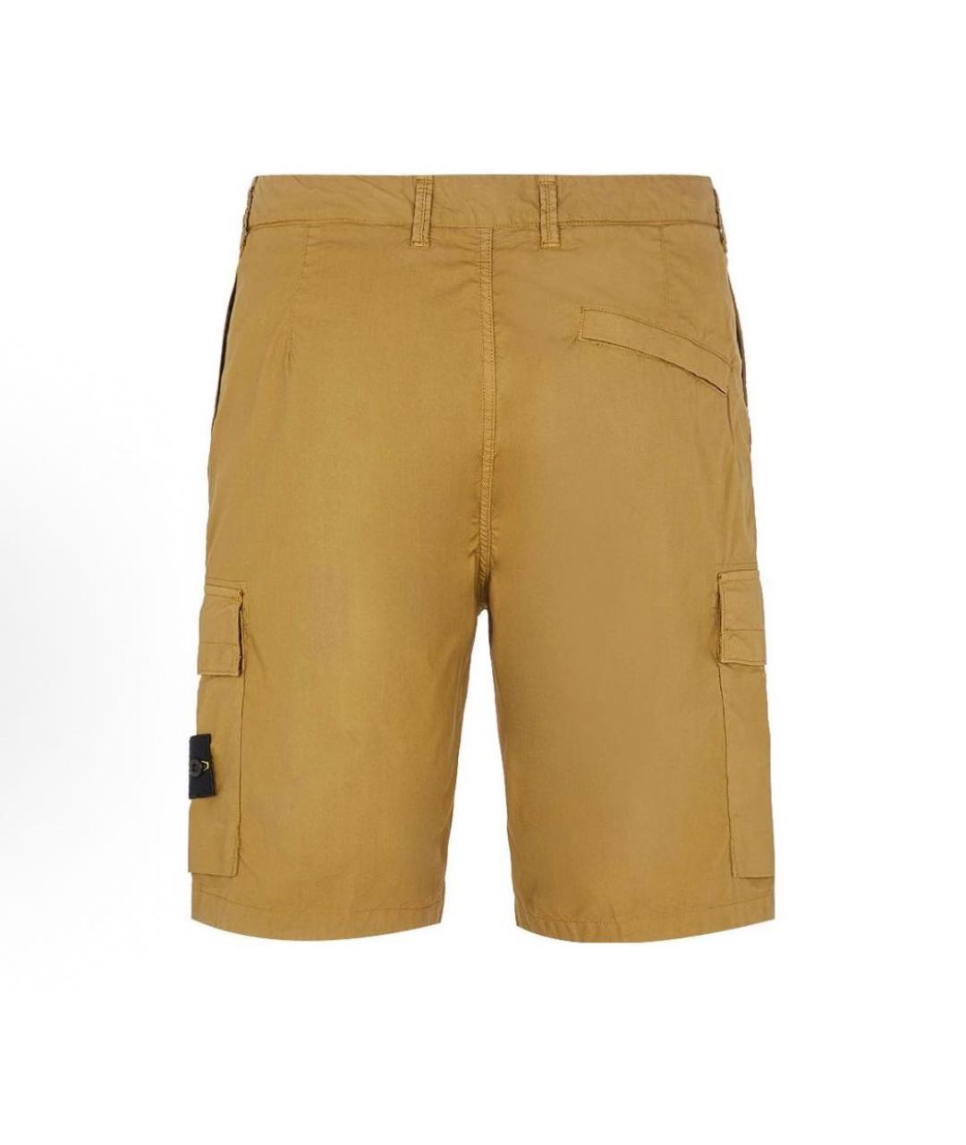 STONE ISLAND Горчичные хлопковые шорты, фото 2