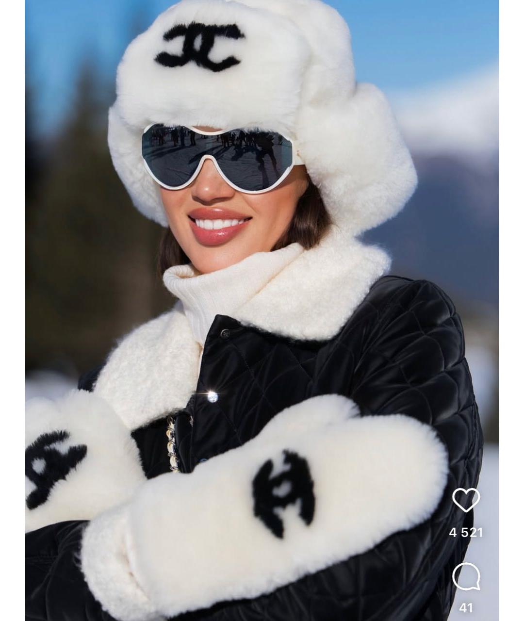 CHANEL Белая шерстяная шапка, фото 2