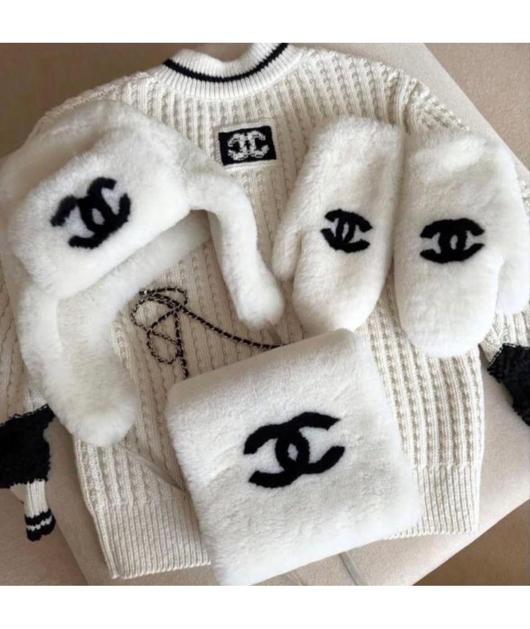 CHANEL Белая шерстяная шапка, фото 4