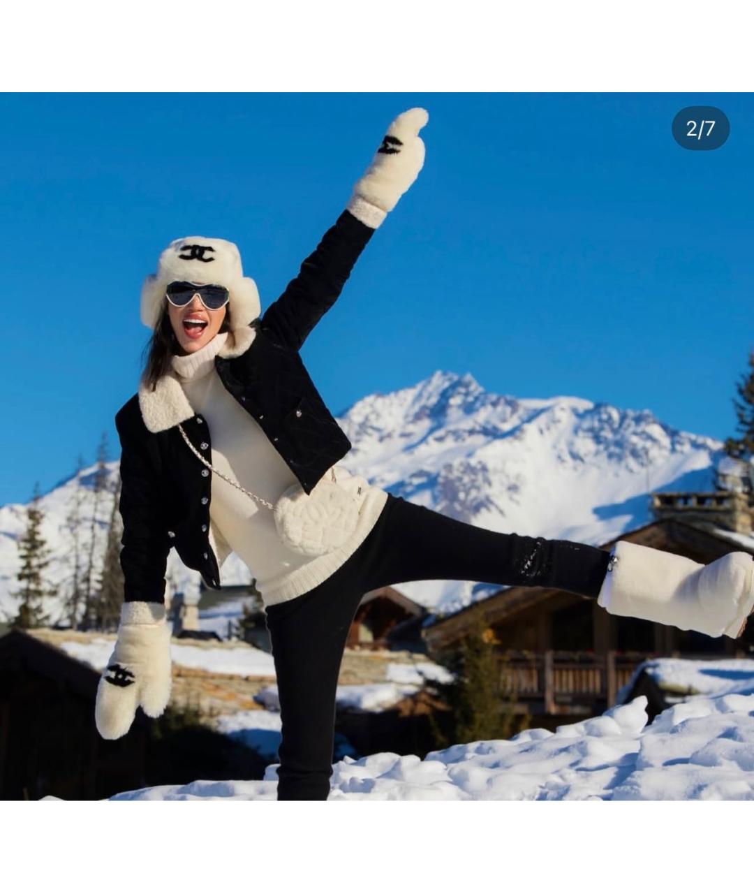 CHANEL Белая шерстяная шапка, фото 3