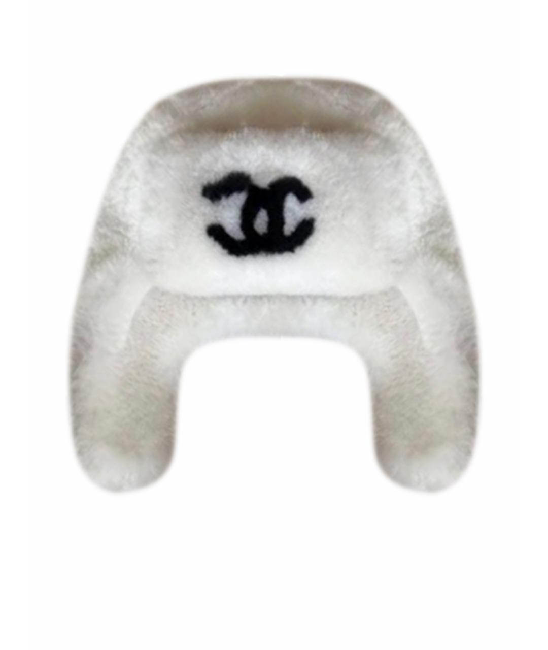 CHANEL Белая шерстяная шапка, фото 1