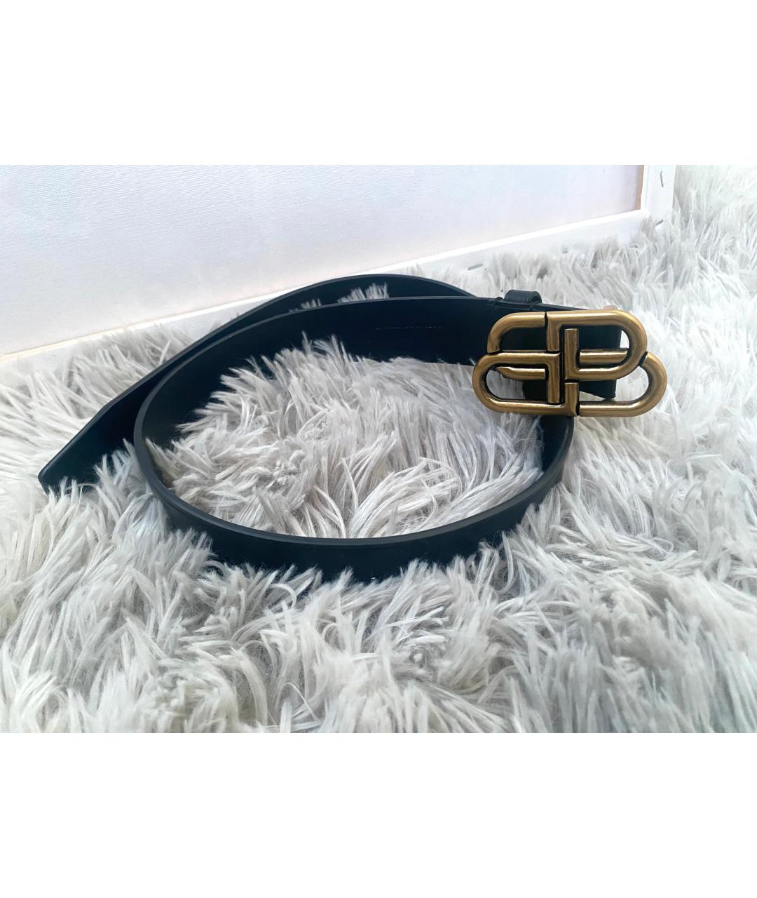 BALENCIAGA Черный кожаный ремень, фото 2