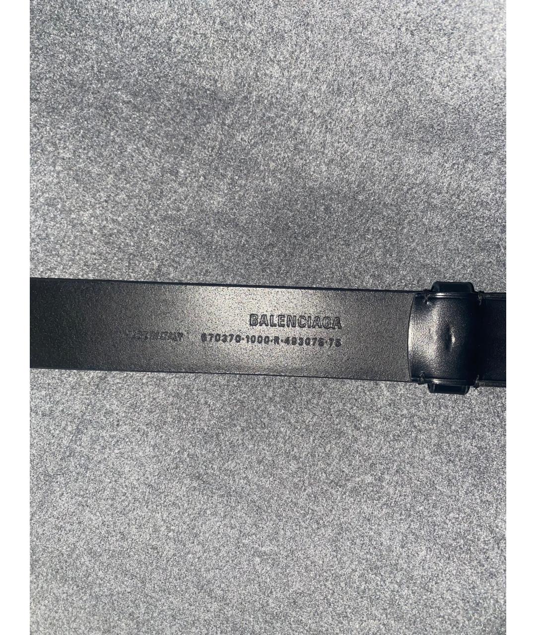 BALENCIAGA Черный кожаный ремень, фото 3