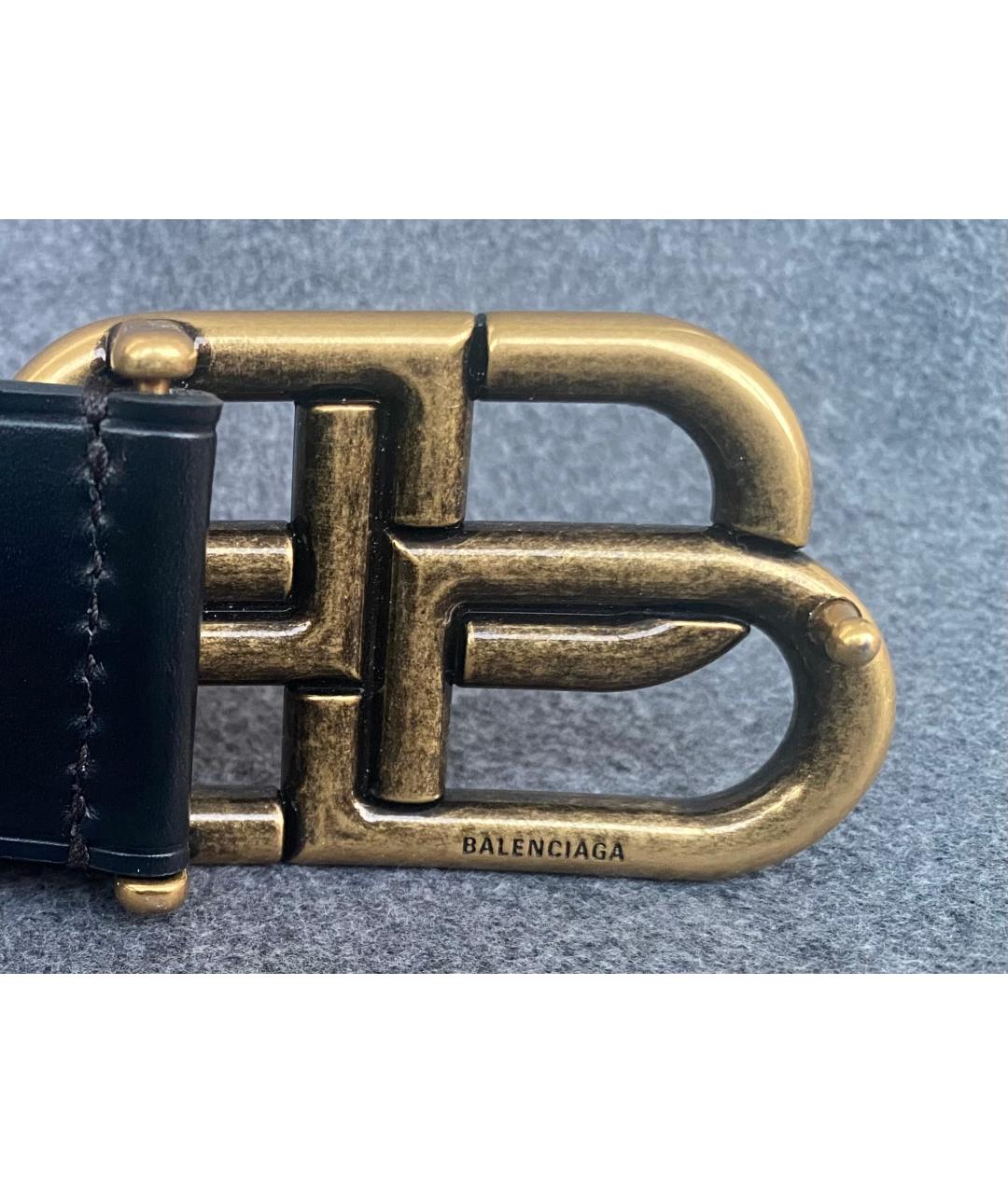 BALENCIAGA Черный кожаный ремень, фото 4