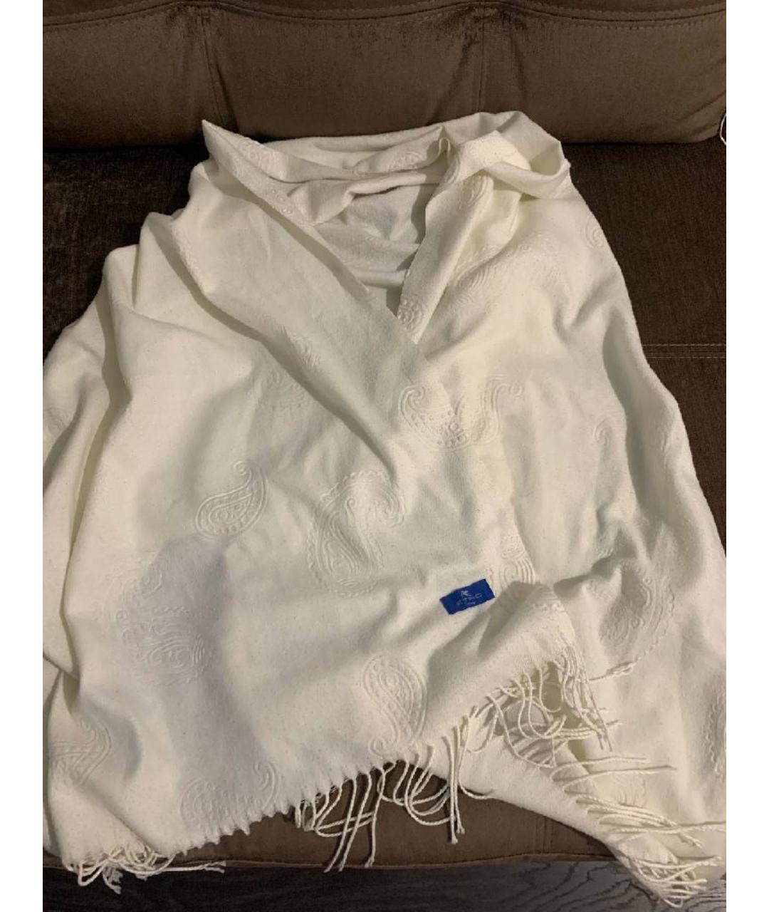 ETRO Белый шерстяной шарф, фото 4