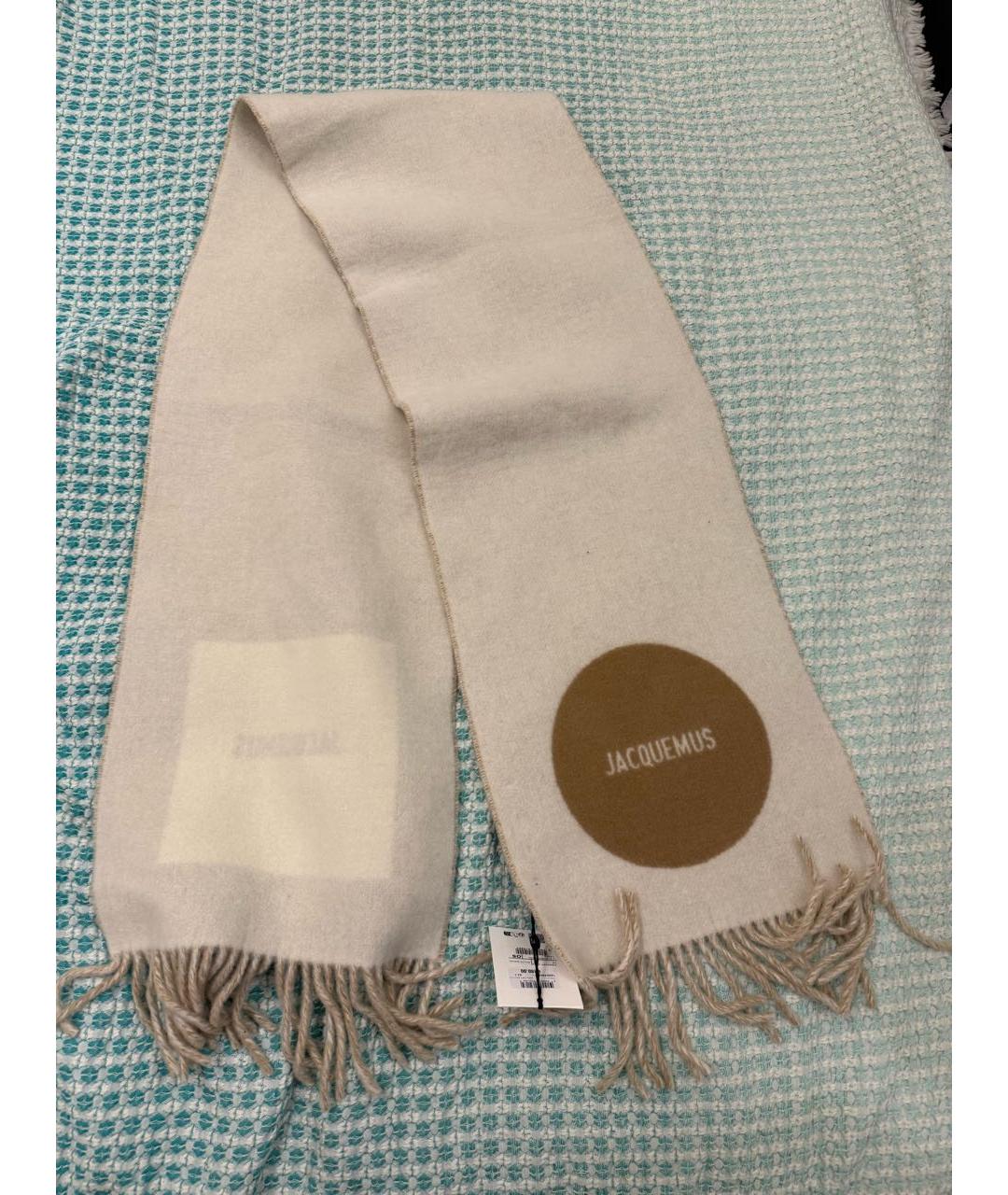 JACQUEMUS Бежевый шерстяной шарф, фото 5