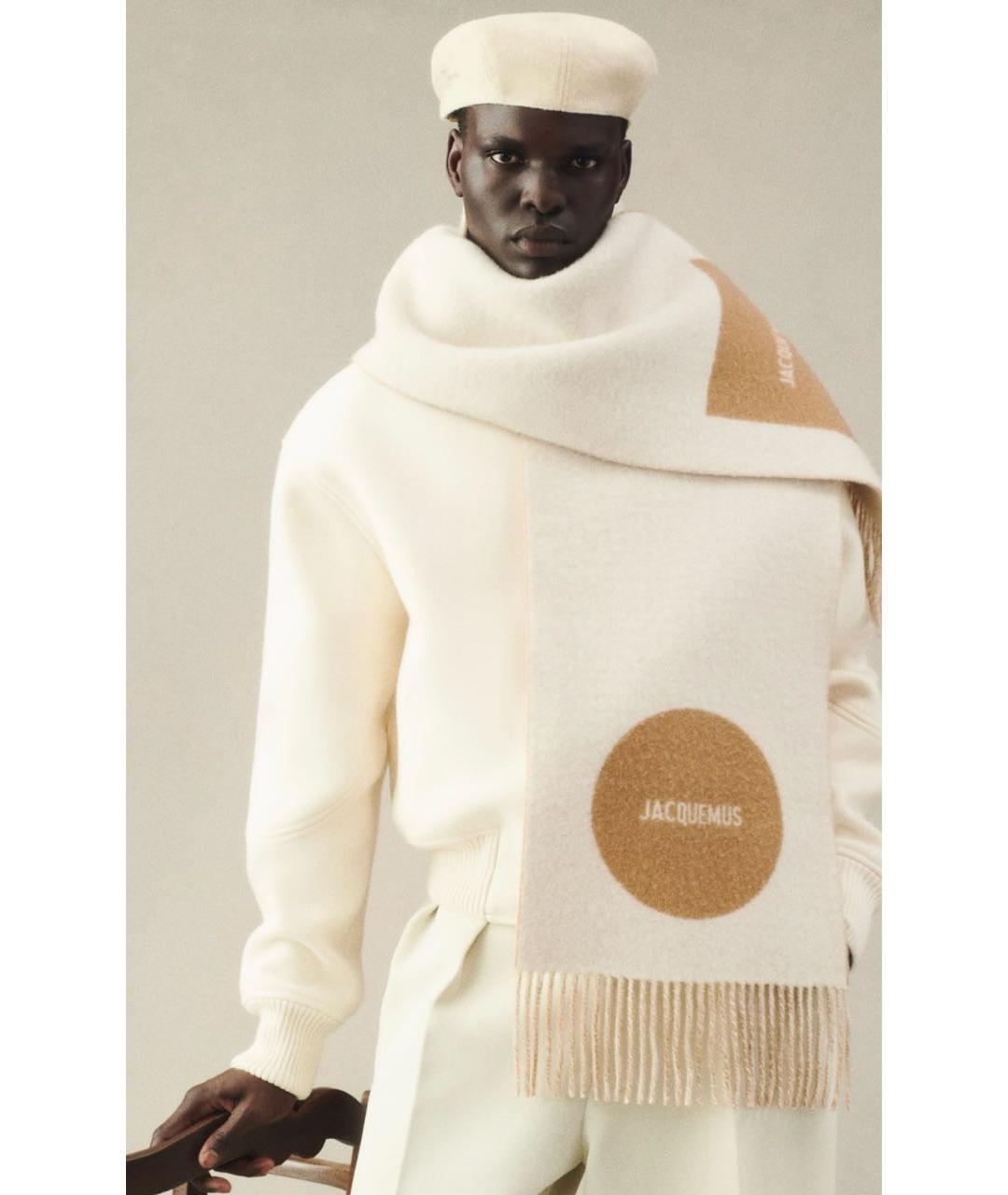 JACQUEMUS Бежевый шерстяной шарф, фото 3