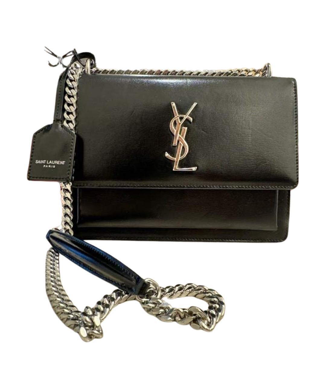 SAINT LAURENT Черная кожаная сумка через плечо, фото 1