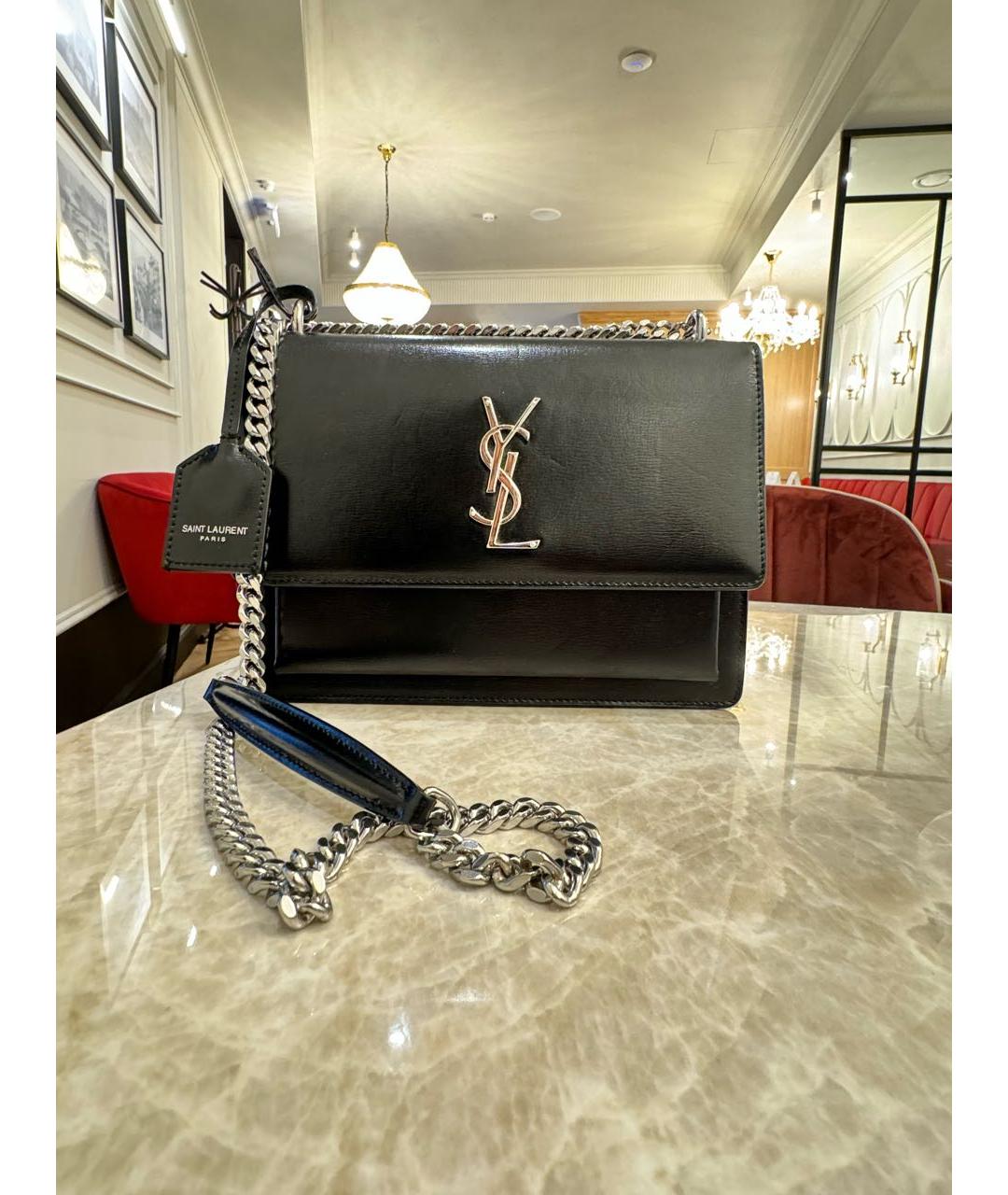 SAINT LAURENT Черная кожаная сумка через плечо, фото 6