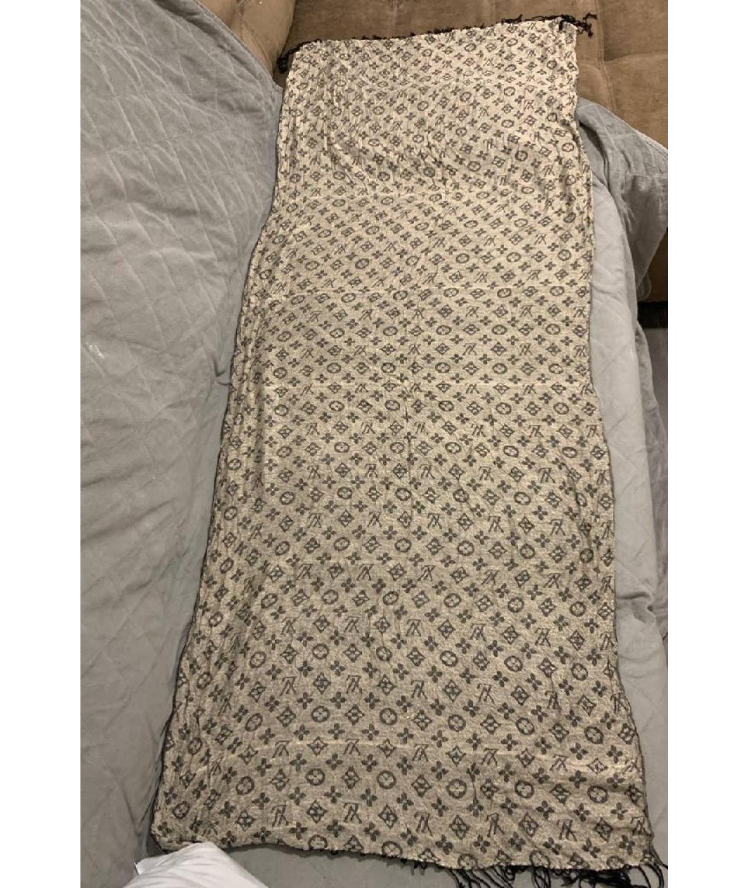 LOUIS VUITTON Серый шарф, фото 4