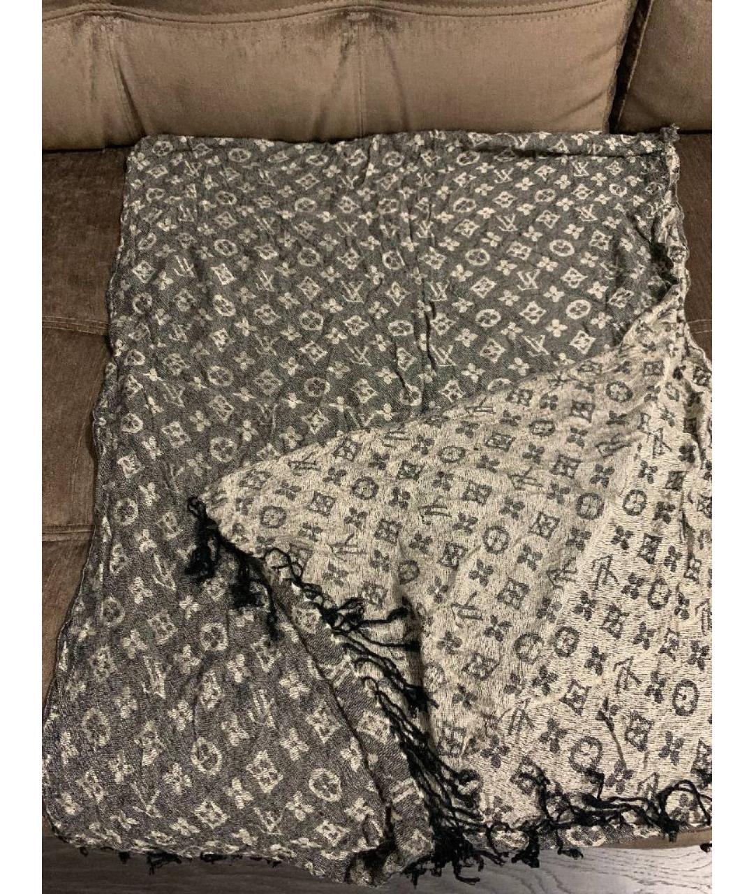 LOUIS VUITTON Серый шарф, фото 3