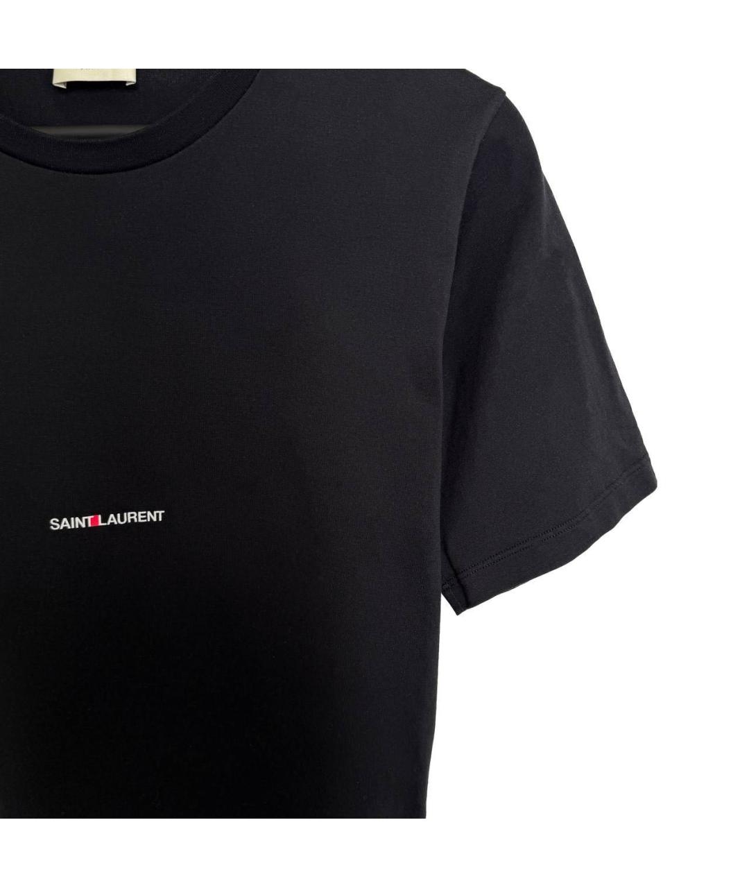 SAINT LAURENT Черная хлопковая футболка, фото 2