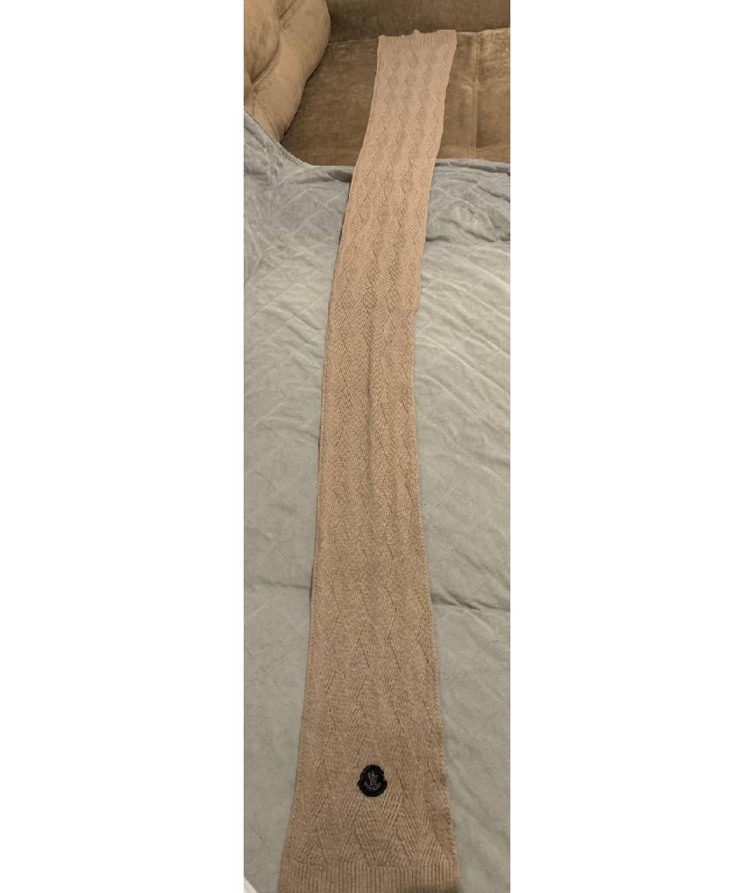 MONCLER Бежевый шерстяной шарф, фото 4