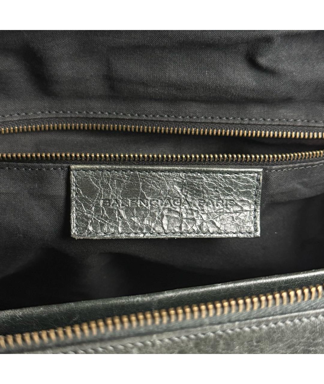 BALENCIAGA Антрацитовая кожаная сумка с короткими ручками, фото 7