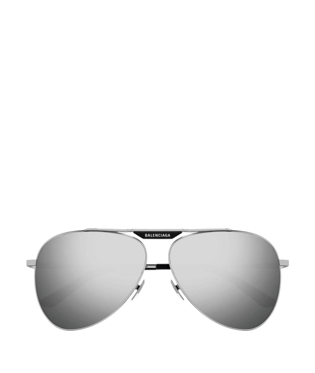 BALENCIAGA Серебряные металлические солнцезащитные очки, фото 1