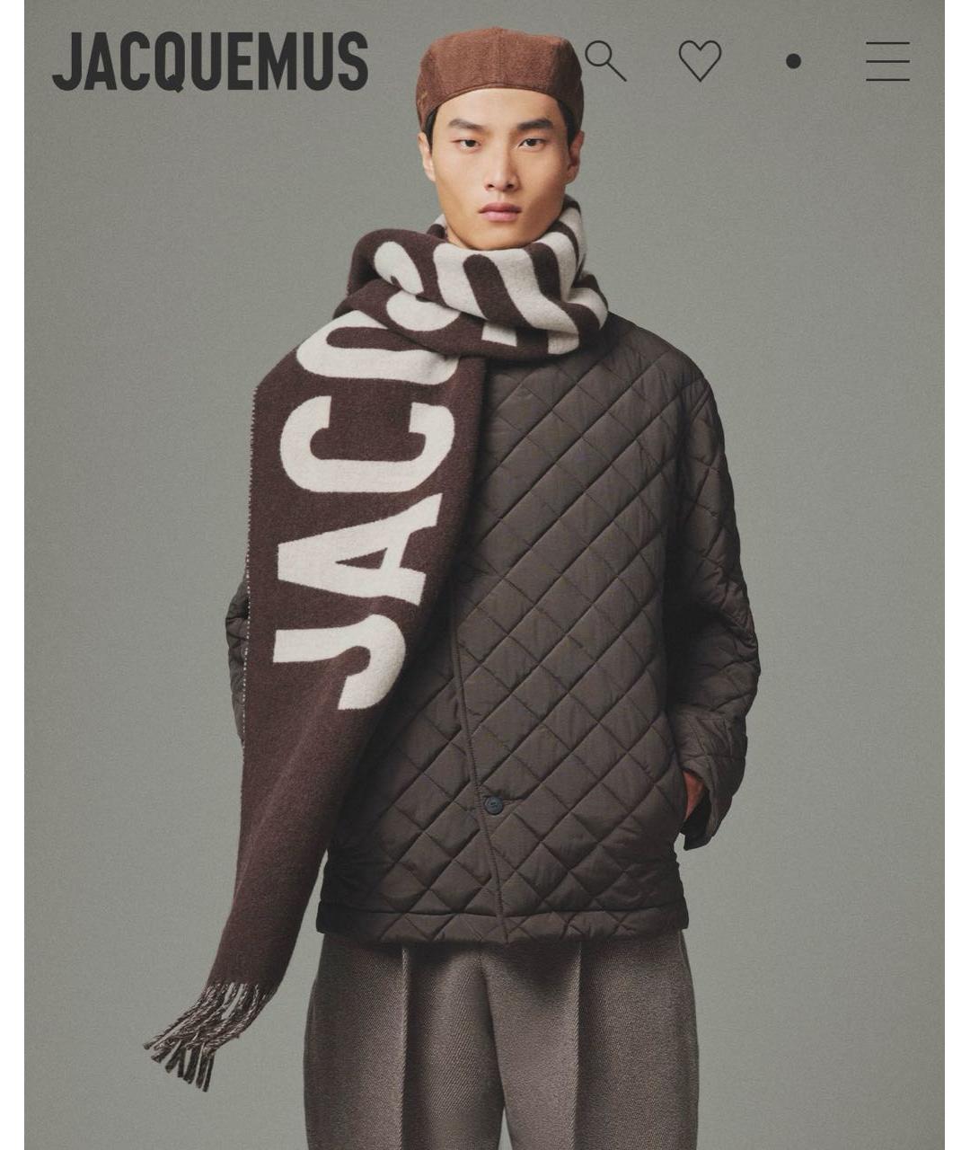 JACQUEMUS Коричневый шерстяной шарф, фото 2