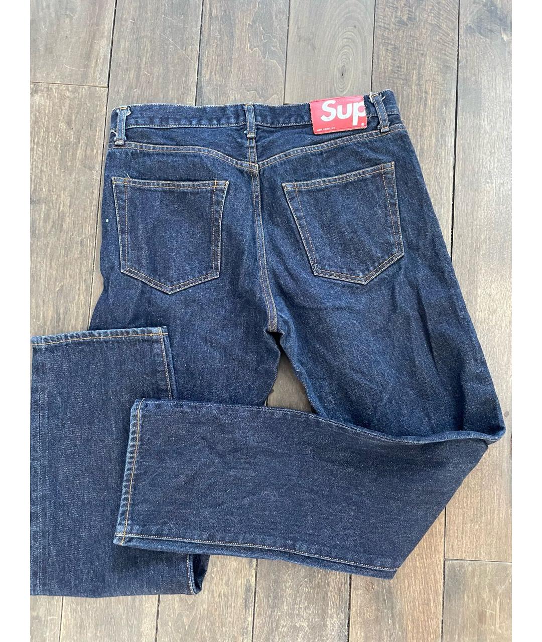 SUPREME Темно-синие хлопковые прямые джинсы, фото 5