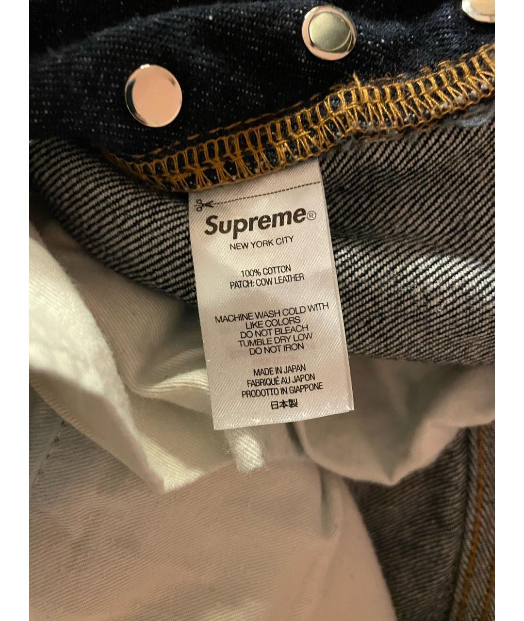 SUPREME Темно-синие хлопковые прямые джинсы, фото 7