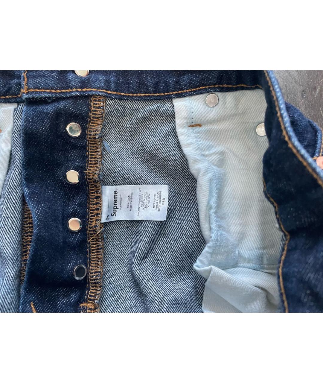 SUPREME Темно-синие хлопковые прямые джинсы, фото 4