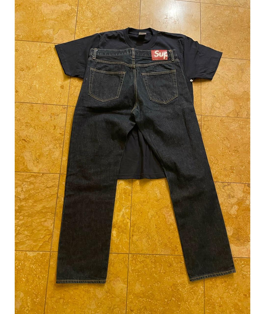 SUPREME Темно-синие хлопковые прямые джинсы, фото 2