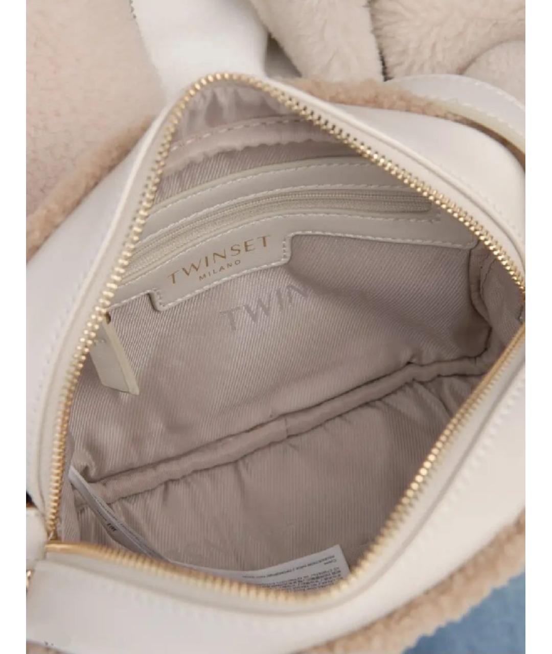 TWIN-SET Бежевая синтетическая сумка через плечо, фото 5