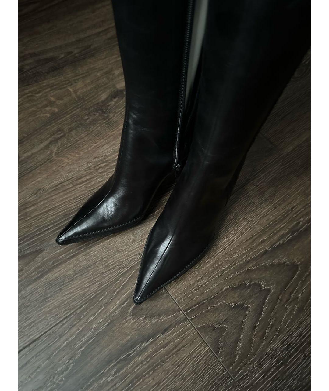 CHANEL Черные кожаные сапоги, фото 2