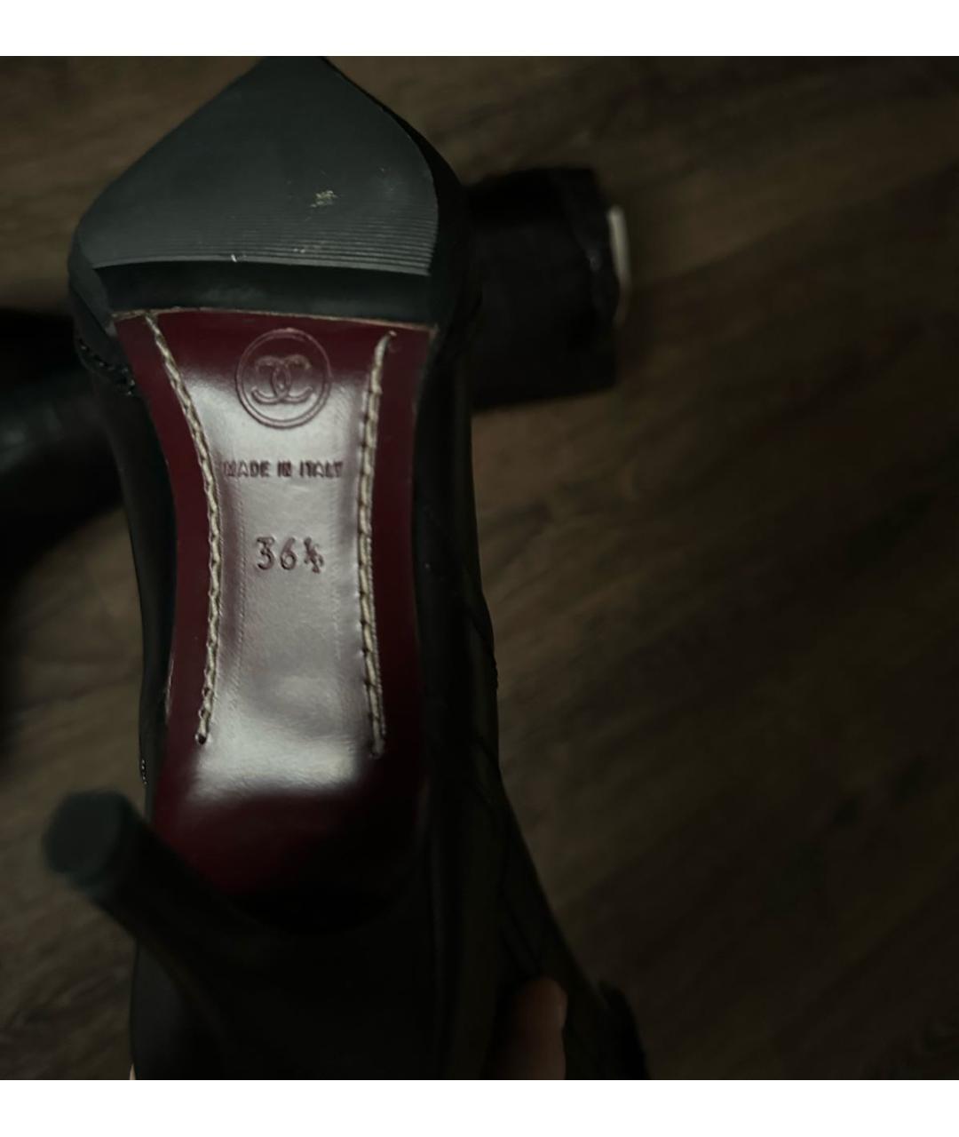 CHANEL Черные кожаные сапоги, фото 4