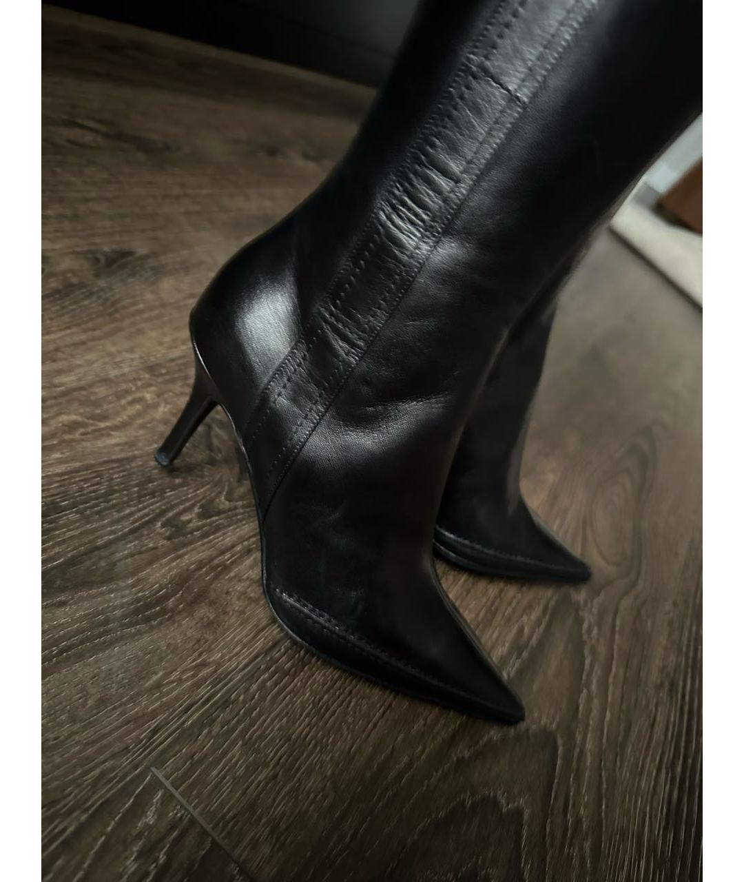 CHANEL Черные кожаные сапоги, фото 3