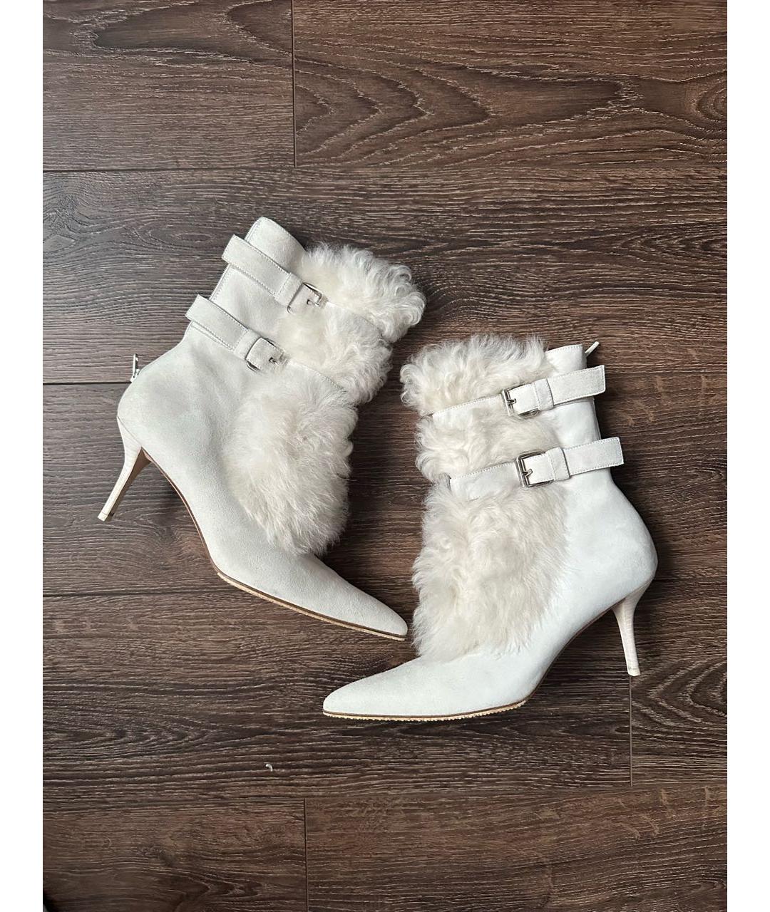 HELMUT LANG Белые замшевые ботильоны, фото 7