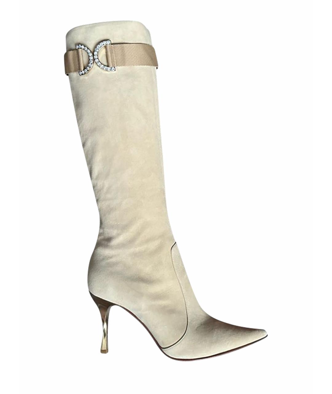 CASADEI Бежевые замшевые сапоги, фото 1