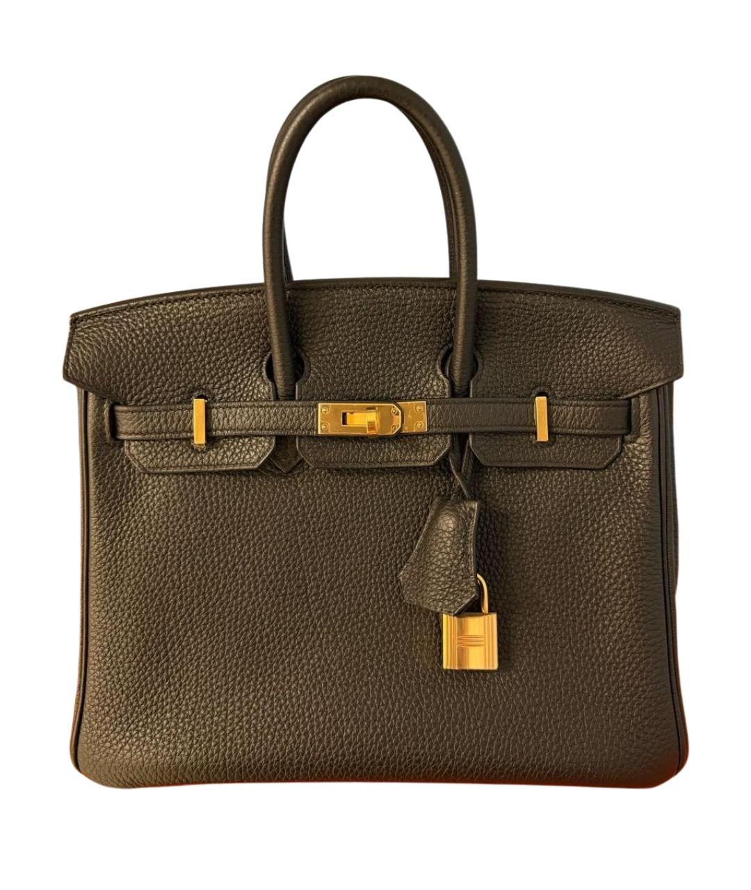 HERMES Черная кожаная сумка с короткими ручками, фото 1