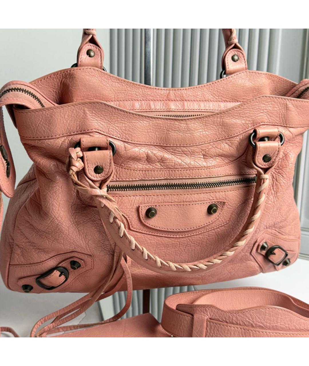 BALENCIAGA Бежевая кожаная сумка с короткими ручками, фото 2