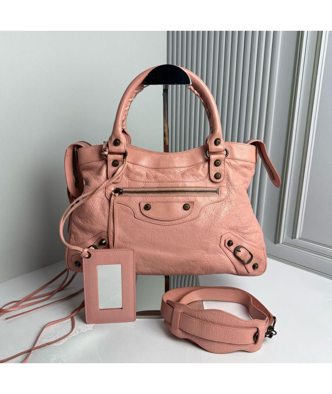 BALENCIAGA Бежевая кожаная сумка с короткими ручками, фото 9