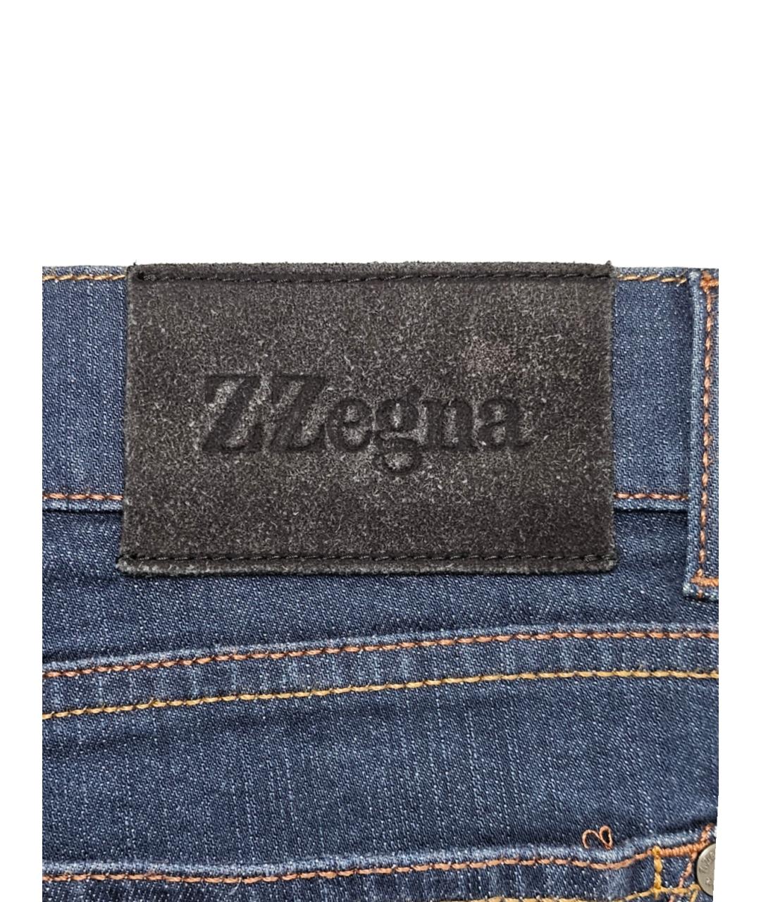 ZZEGNA Синие хлопковые прямые джинсы, фото 5