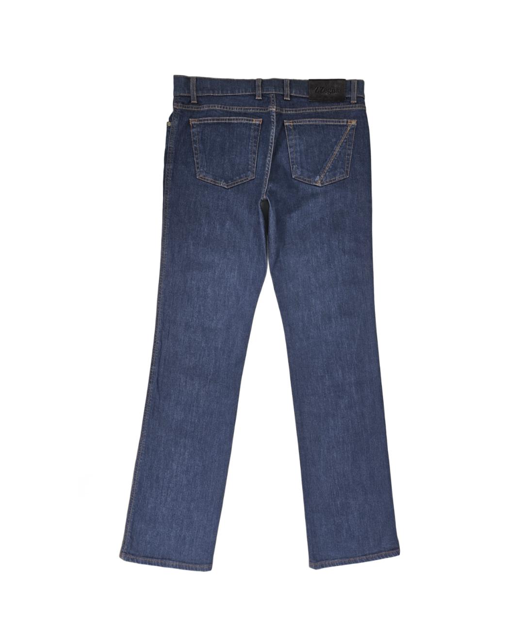 ZZEGNA Синие хлопковые прямые джинсы, фото 2