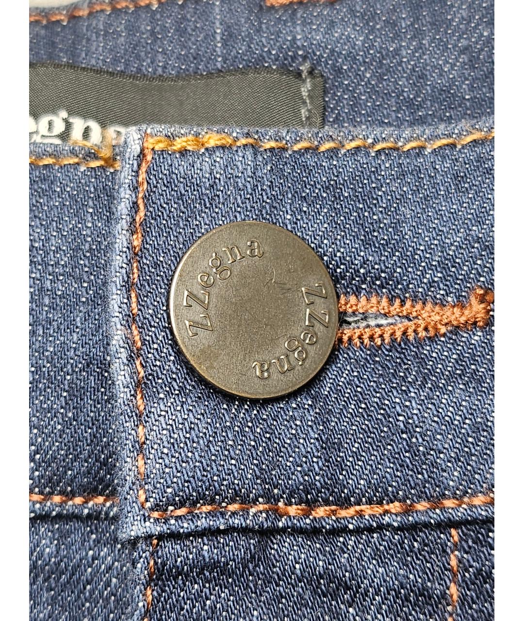 ZZEGNA Синие хлопковые прямые джинсы, фото 4