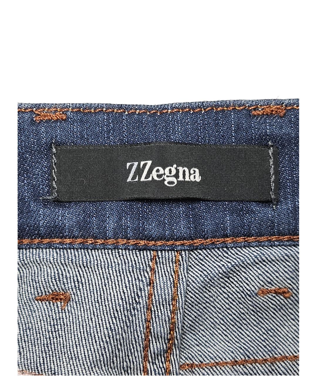 ZZEGNA Синие хлопковые прямые джинсы, фото 6