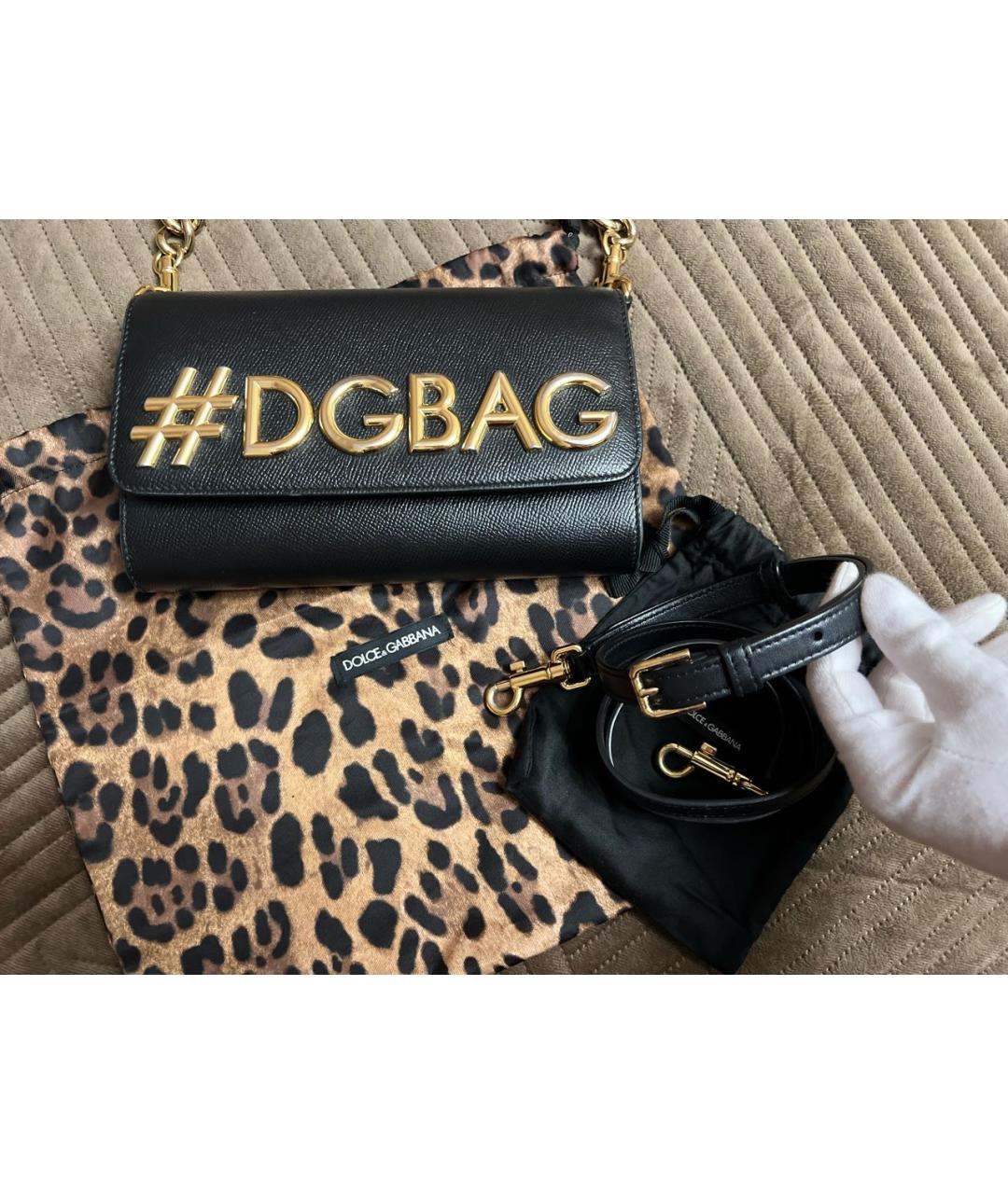 DOLCE&GABBANA Черная кожаная сумка с короткими ручками, фото 7