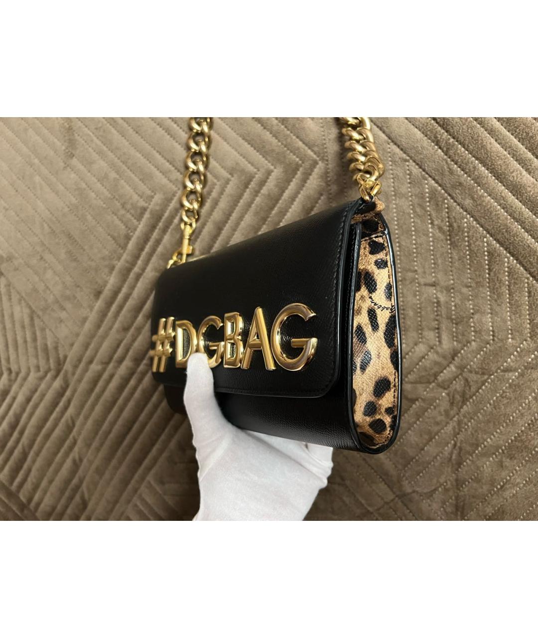 DOLCE&GABBANA Черная кожаная сумка с короткими ручками, фото 5