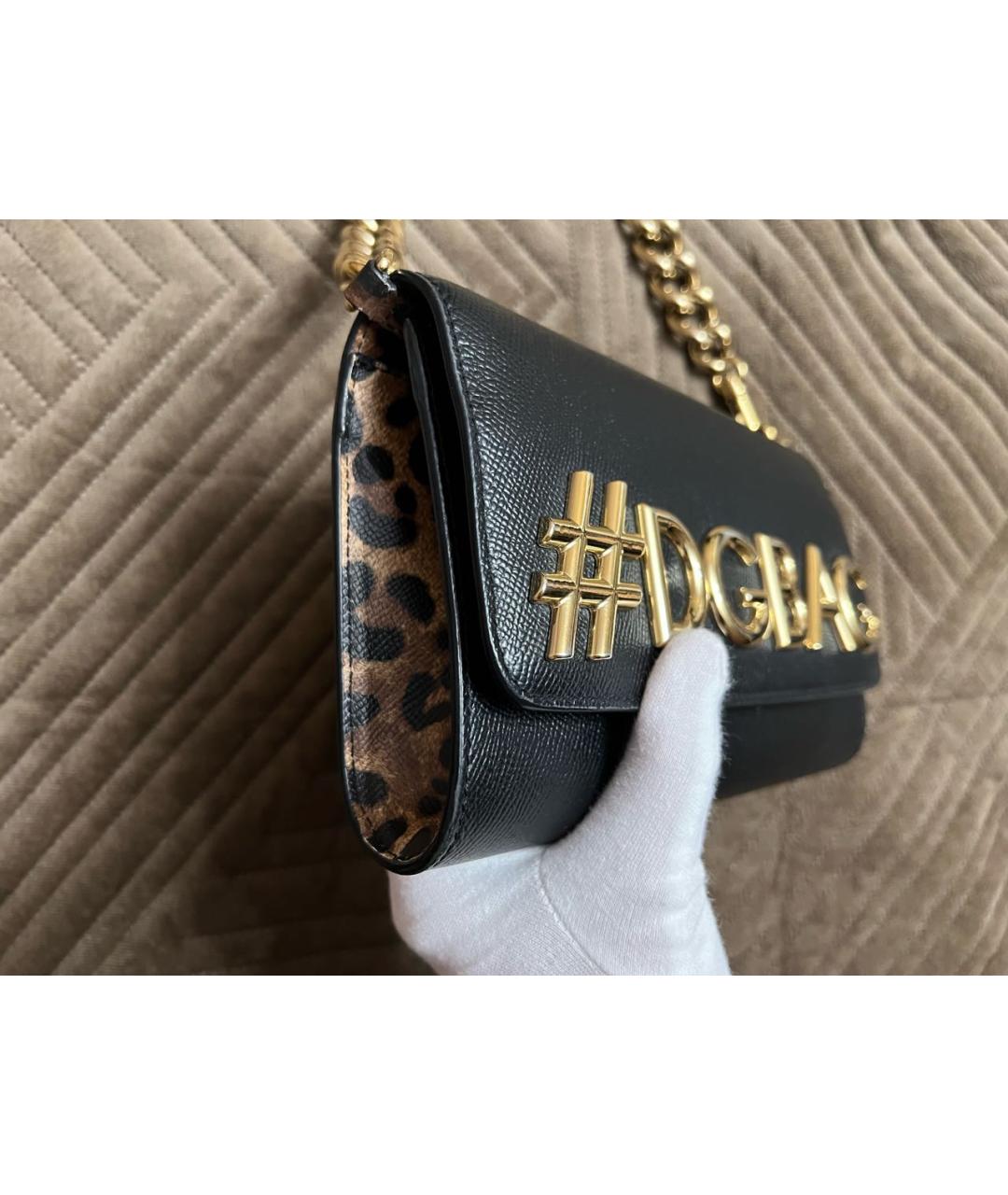 DOLCE&GABBANA Черная кожаная сумка с короткими ручками, фото 2