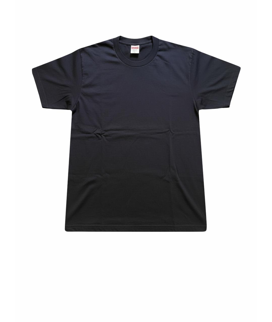 SUPREME Темно-синяя хлопковая футболка, фото 1