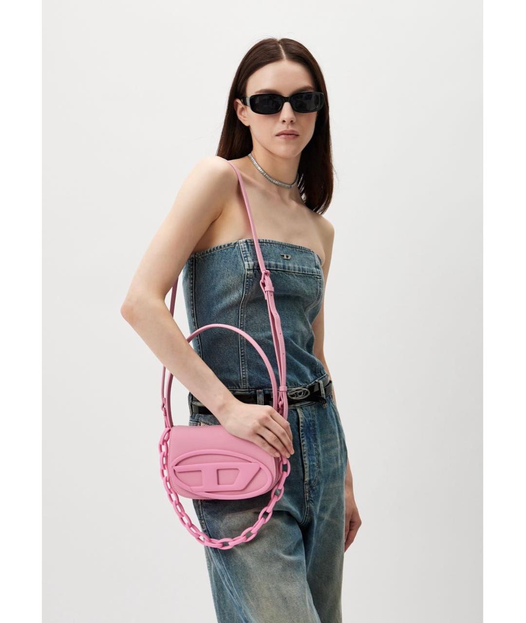 DIESEL Розовая кожаная сумка с короткими ручками, фото 4