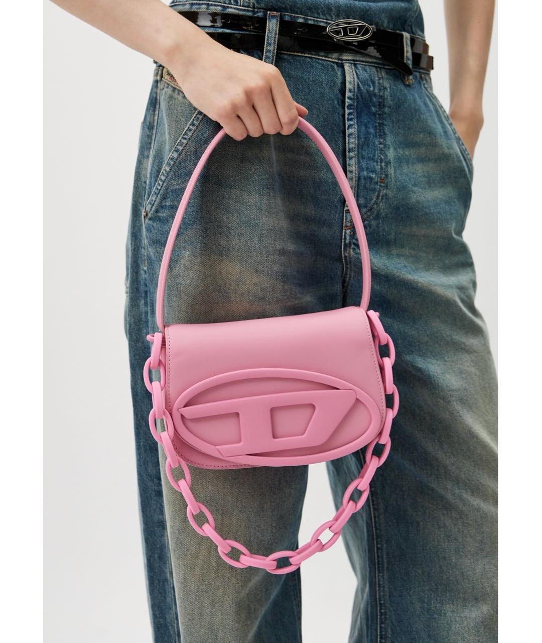 DIESEL Розовая кожаная сумка с короткими ручками, фото 3