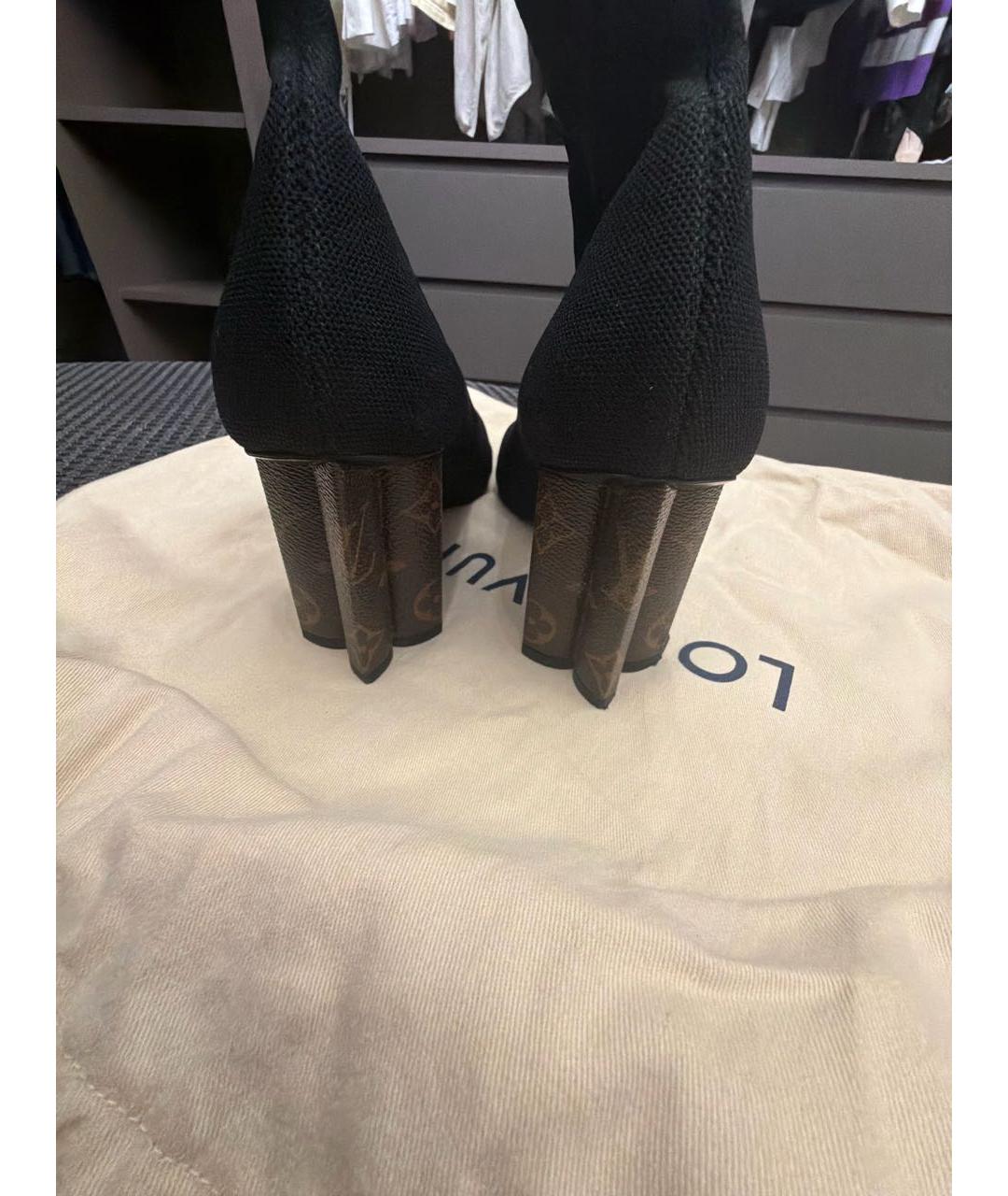 LOUIS VUITTON Черные текстильные полусапоги, фото 4