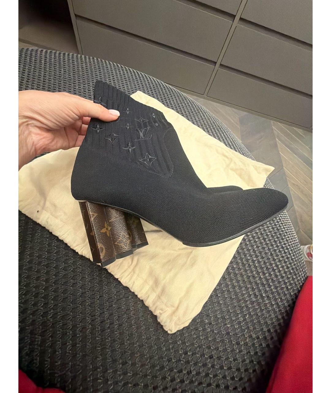 LOUIS VUITTON Черные текстильные полусапоги, фото 5