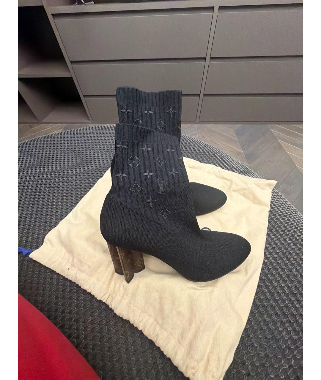 LOUIS VUITTON Черные текстильные полусапоги, фото 7