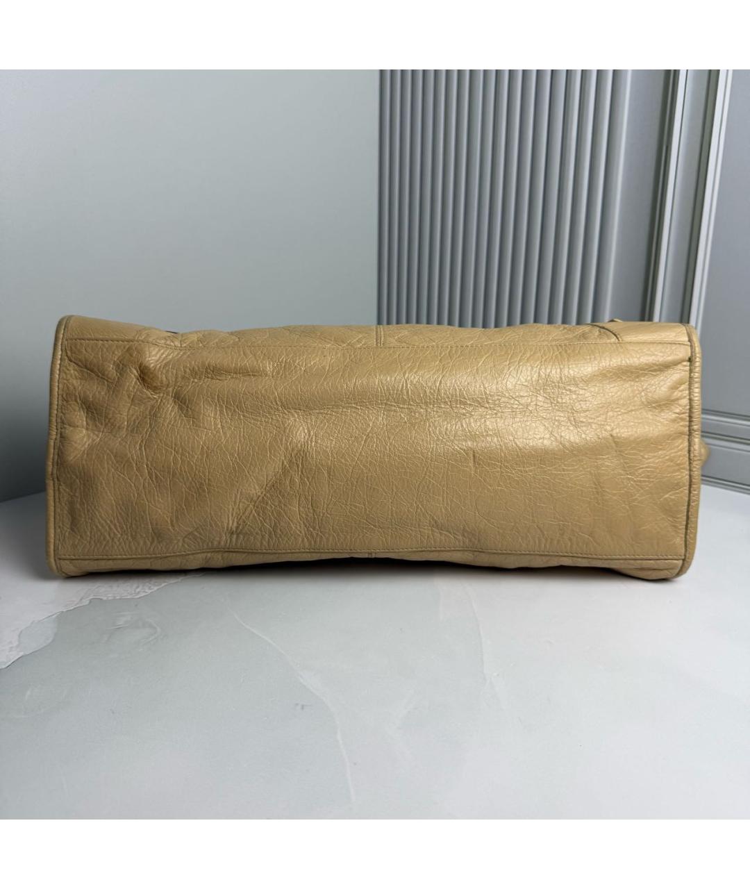 BALENCIAGA Бежевая кожаная сумка с короткими ручками, фото 4