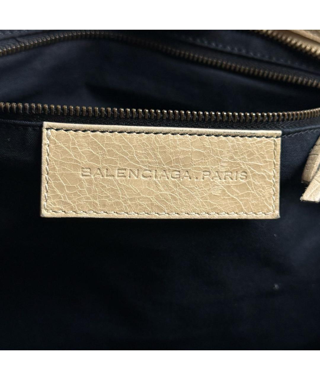 BALENCIAGA Бежевая кожаная сумка с короткими ручками, фото 7